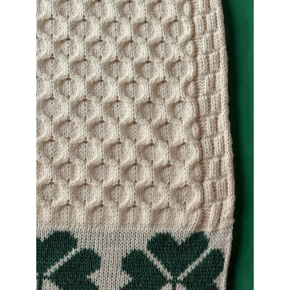 Aran Sweater Market Throw Irish Merino Wool Blanket Shamrock 60